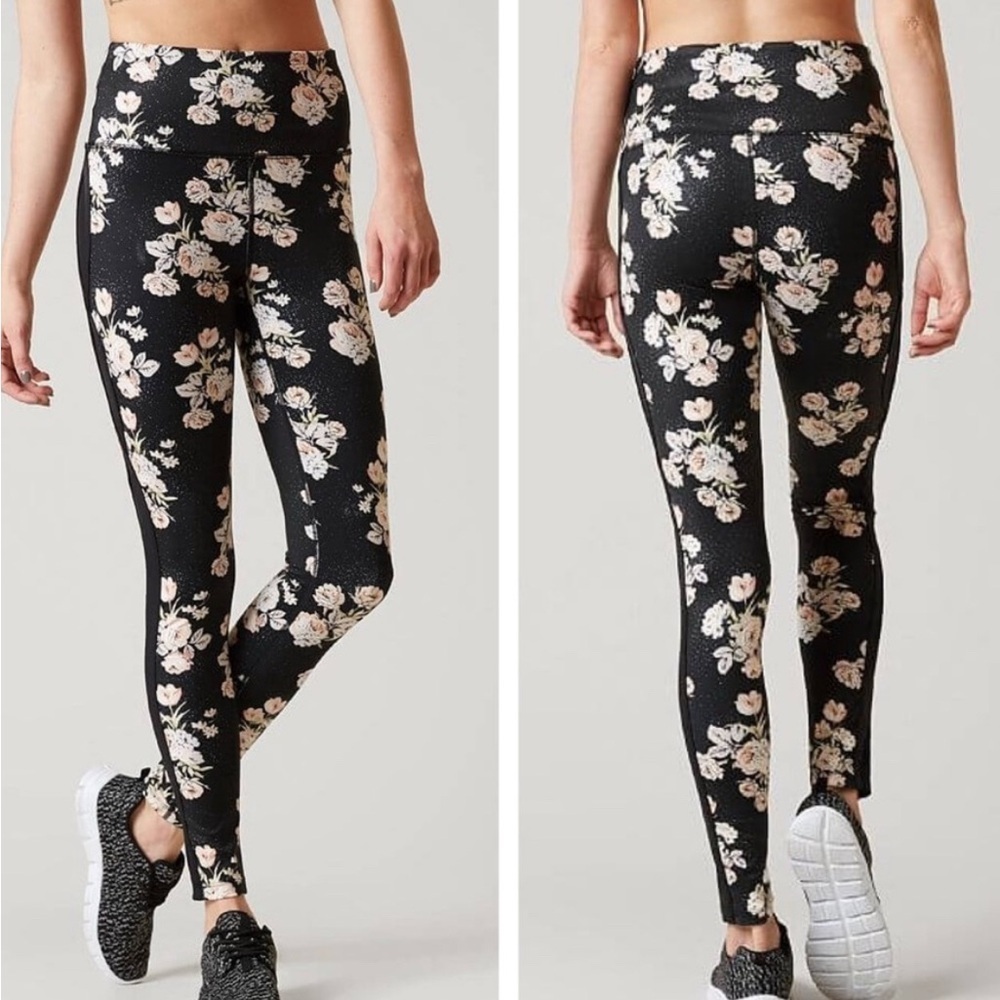 FP Movement by Free People Black Floral High-Waist Leggings